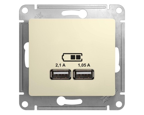 Механизм розетки USB 1-м СП Glossa 5В/2100мА 2х5В/1050мА беж. SchE GSL000233
