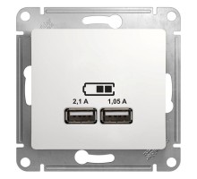 Механизм розетки USB 1-м СП Glossa 5В/2100мА 2х5В/1050мА бел. SchE GSL000133