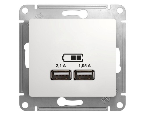 Механизм розетки USB 1-м СП Glossa 5В/2100мА 2х5В/1050мА бел. SchE GSL000133
