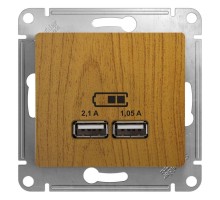 Механизм розетки USB 1-м СП Glossa 5В/2100мА 2х5В/1050мА дерево дуб SchE GSL000533