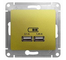 Механизм розетки USB 1-м СП Glossa 5В/2100мА 2х5В/1050мА фисташк. SchE GSL001033