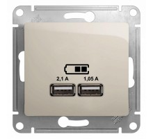 Механизм розетки USB 1-м СП Glossa 5В/2100мА 2х5В/1050мА молоч. SchE GSL000933