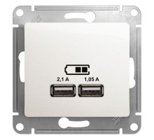 Механизм розетки USB 1-м СП Glossa 5В/2100мА 2х5В/1050мА перламутр SchE GSL000633