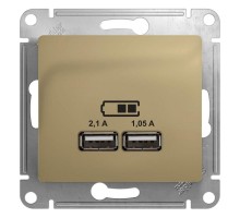 Механизм розетки USB 1-м СП Glossa 5В/2100мА 2х5В/1050мА титан SchE GSL000433