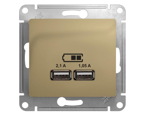 Механизм розетки USB 1-м СП Glossa 5В/2100мА 2х5В/1050мА титан SchE GSL000433