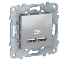 Механизм розетки USB 2-м UNICA NEW 5В/2100мА алюм. SchE NU541830