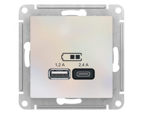 Механизм розетки USB ATLASDESIGN A+С 5В/2.4А 2х5В/1.2А жемчуг SchE ATN000439