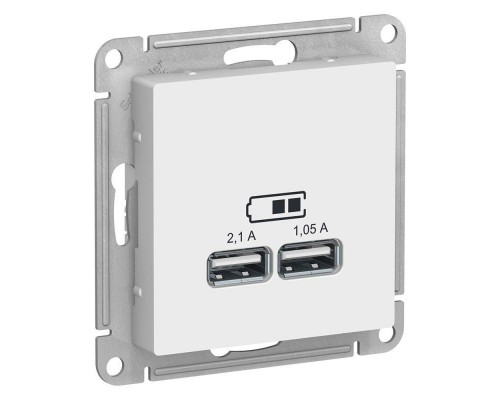 Механизм розетки USB ATLAS DESIGN 5В 1порт х 2.1А 2порта х 1.05А бел. SchE ATN000133