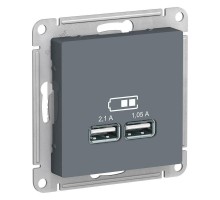 Механизм розетки USB ATLAS DESIGN 5В 1порт х 2.1А 2порта х 1.05А грифель SchE ATN000733