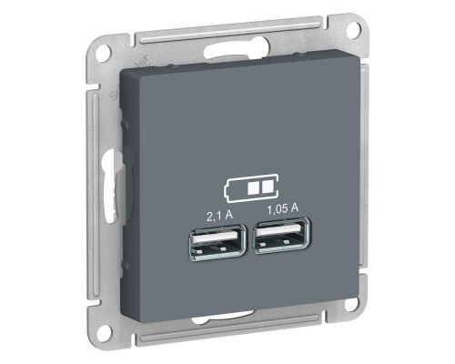Механизм розетки USB ATLAS DESIGN 5В 1порт х 2.1А 2порта х 1.05А грифель SchE ATN000733