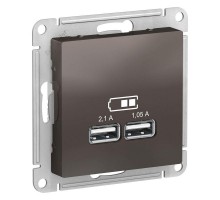 Механизм розетки USB ATLAS DESIGN 5В 1порт х 2.1А 2порта х 1.05А мокко SchE ATN000633