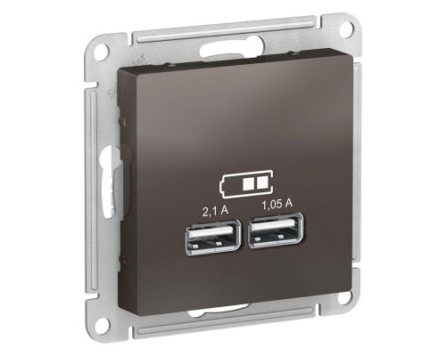 Механизм розетки USB ATLAS DESIGN 5В 1порт х 2.1А 2порта х 1.05А мокко SchE ATN000633