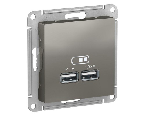 Механизм розетки USB ATLAS DESIGN 5В 1порт х 2.1А 2порта х 1.05А сталь SchE ATN000933