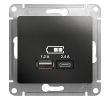 Механизм розетки USB GLOSSA A+С 5В/2.4А 2х5В/1.2А антрацит SchE GSL000739