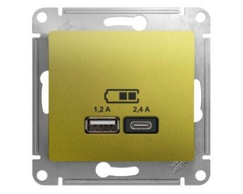 Механизм розетки USB GLOSSA A+С 5В/2.4А 2х5В/1.2А фисташк. SchE GSL001039