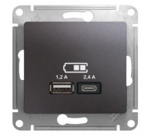 Механизм розетки USB GLOSSA A+С 5В/2.4А 2х5В/1.2А графит SchE GSL001339