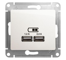 Механизм розетки USB GLOSSA A+С 5В/2.4А 2х5В/1.2А перламутр SchE GSL000639