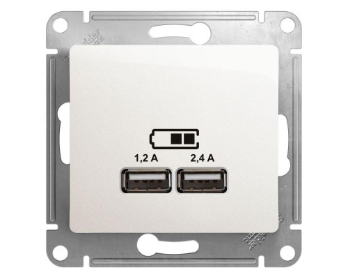 Механизм розетки USB GLOSSA A+С 5В/2.4А 2х5В/1.2А перламутр SchE GSL000639