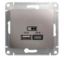 Механизм розетки USB GLOSSA A+С 5В/2.4А 2х5В/1.2А платина SchE GSL001239