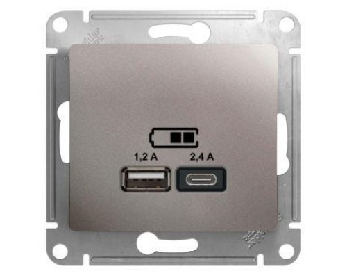 Механизм розетки USB GLOSSA A+С 5В/2.4А 2х5В/1.2А платина SchE GSL001239
