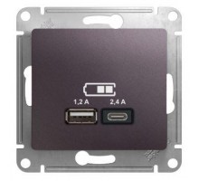 Механизм розетки USB GLOSSA A+С 5В/2.4А 2х5В/1.2А сирен. туман SchE GSL001439