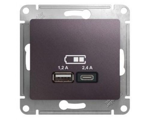 Механизм розетки USB GLOSSA A+С 5В/2.4А 2х5В/1.2А сирен. туман SchE GSL001439