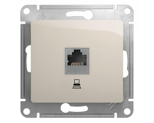 Механизм розетки комп. 1-м Glossa RJ45 кат.5е молочн. SchE GSL000981K