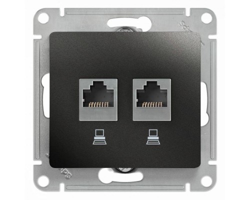 Механизм розетки комп. 2-м Glossa RJ45+RJ45 кат.5е антрацит SchE GSL000785KK