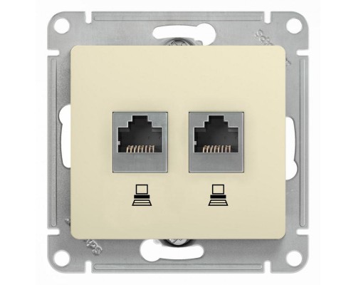 Механизм розетки комп. 2-м Glossa RJ45+RJ45 кат.5е беж. SchE GSL000285KK