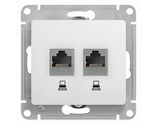 Механизм розетки комп. 2-м Glossa RJ45+RJ45 кат.5е бел. SchE GSL000185KK
