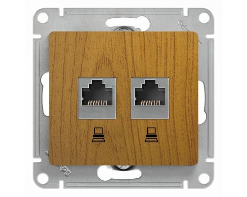 Механизм розетки комп. 2-м Glossa RJ45+RJ45 кат.5е дуб. SchE GSL000585KK