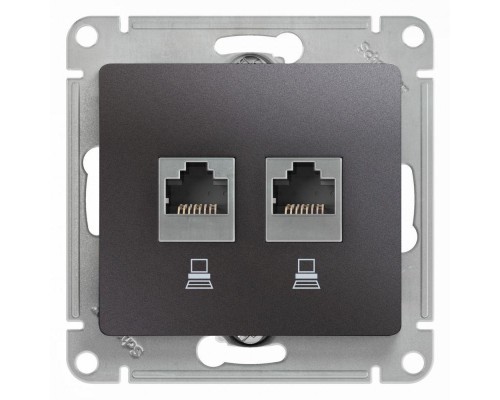 Механизм розетки комп. 2-м Glossa RJ45+RJ45 кат.5е графит SchE GSL001385KK