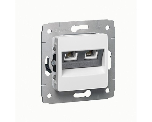 Механизм розетки комп. 2-м СП Cariva RJ45 + RJ45 CAT.6E UTP бел. Leg 773642