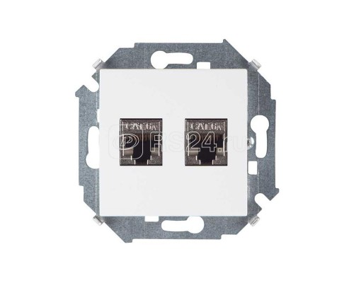 Механизм розетки комп. Simon15 2мод. RJ45 + RJ45 CAT.6A (АМР FTP) бел. Simon 1591564-030
