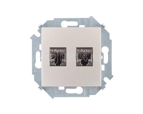 Механизм розетки комп. Simon15 2мод. RJ45 + RJ45 CAT.6A (АМР FTP) шампань Simon 1591564-034