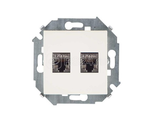 Механизм розетки комп. Simon15 2мод. RJ45 + RJ45 CAT.6A (АМР FTP) сл. кость Simon 1591564-031