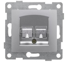 Механизм розетки комп. и телефон.(RJ45 RJ12) СП Bravo серебр. GUSI С10КТ-004
