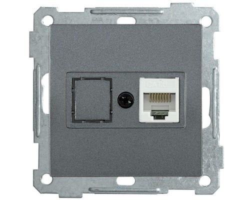 Механизм розетки комп. СП BOLERO РК10-1-Б RJ45 Cat5e антрацит ИЭК EKB15-01-K95