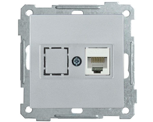 Механизм розетки комп. СП BOLERO РК10-1-Б RJ45 Cat5e серебр. ИЭК EKB15-01-K23