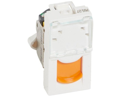 Механизм розетки комп. СП Mosaic 1мод. RJ45 UTP CAT.6A оранж. шторки Leg 076527