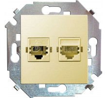 Механизм розетки комп. СП Simon15 2мод. RJ45 + RJ45 сл. кость Simon 1591593-031