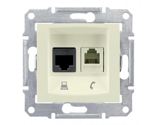 Механизм розетки комп. + телеф. 1-м СП Sedna RJ11 + RJ45 беж. SchE SDN5100147