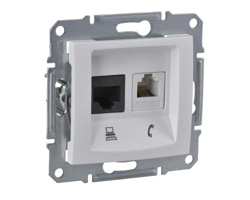 Механизм розетки комп. + телеф. 1-м СП Sedna RJ11 + RJ45 бел. SchE SDN5100121