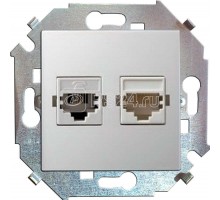 Механизм розетки комп. + телеф. 1-м СП Simon15 RJ11 + RJ45 бел. Simon 1591590-030