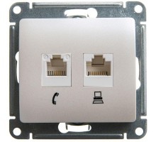 Механизм розетки комп. + телеф. 2-м СП Glossa RJ11 + RJ45 CAT.5E перламутр SchE GSL000685