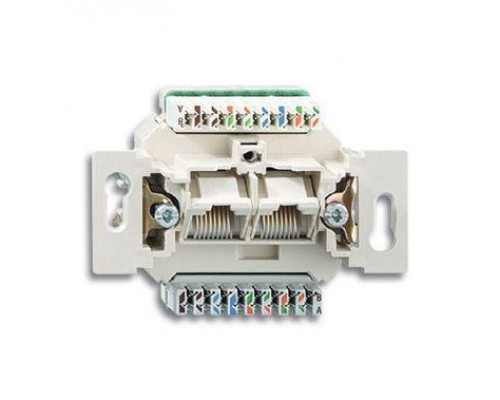 Механизм розетки комп. + телеф. 2 поста UAE 8/8 пол. раздельно RJ45 CAT.6E неэкранированная до 250МГц ABB 2CKA000230A0400