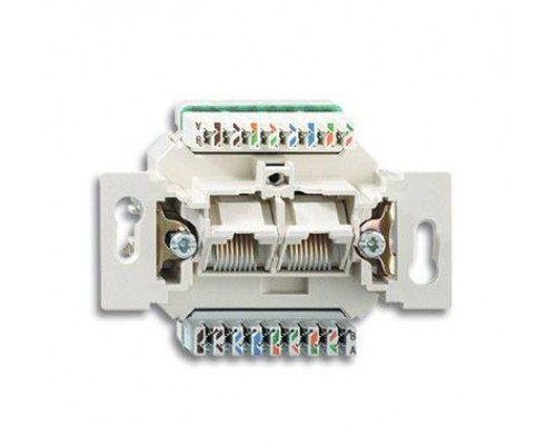 Механизм розетки комп. + телеф. 2 поста UAE 8/8 пол. раздельно RJ45 CAT.6E неэкранированная до 250МГц ABB 2CKA000230A0470