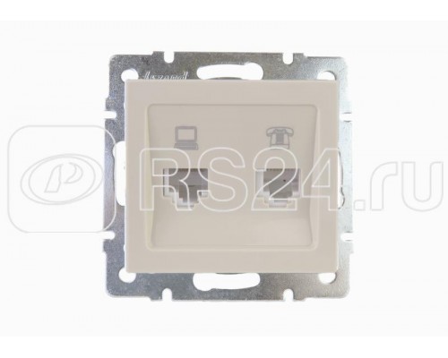 Механизм розетки комп. + телефон Рейн крем. LEZARD 703-0388-143