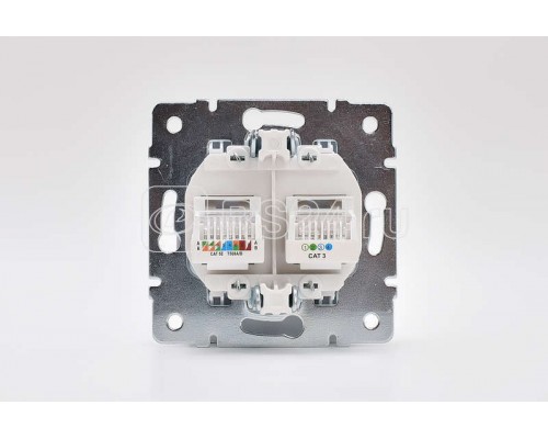 Механизм розетки компьютерн. + телеф. СП KARINA RJ11 + RJ45 бел. LEZARD 707-0288-143