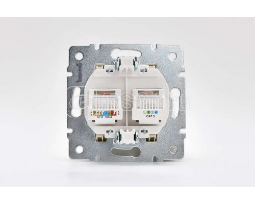Механизм розетки компьютерн. + телеф. СП KARINA RJ11 + RJ45 крем LEZARD 707-0388-143
